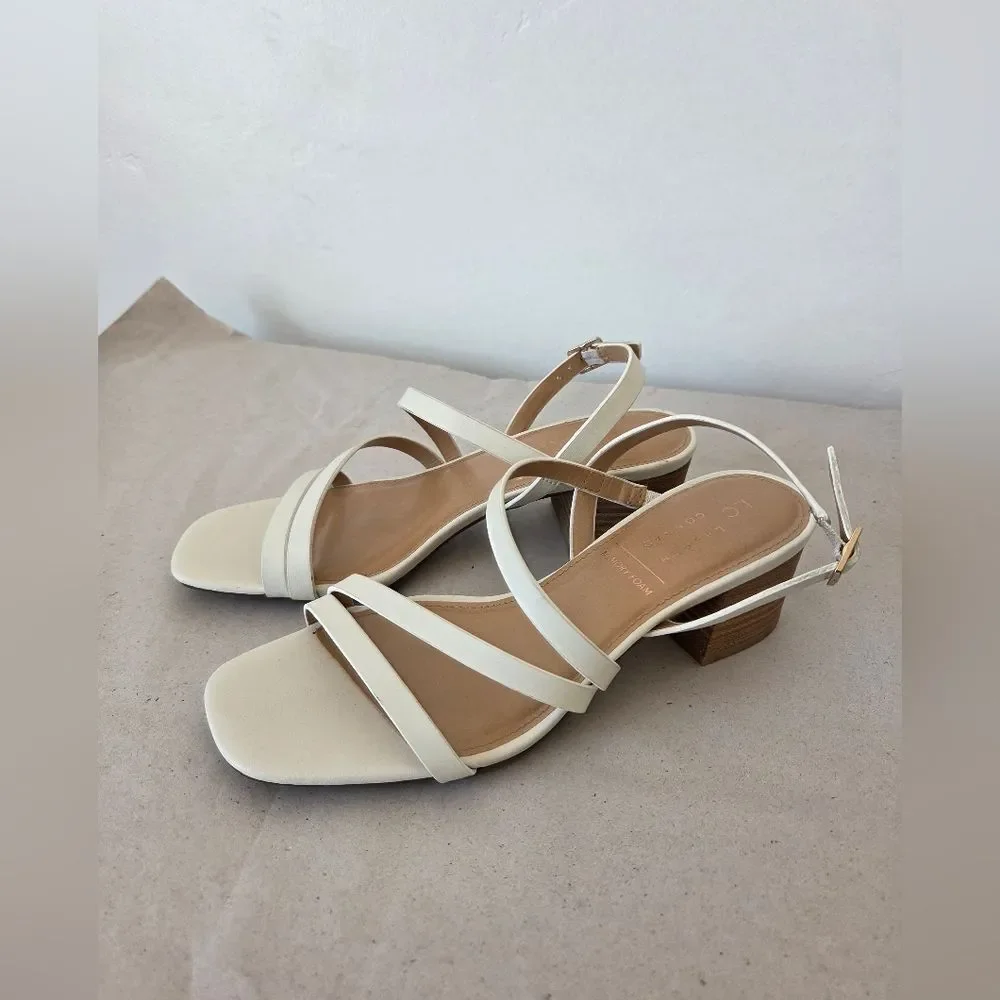 LC Lauren Conrad Women's Emelia Chunky Square Toe Heel White Wedding Bridal 7.5